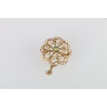 Victorian 15ct gold seed pearl and peridot combination pendant brooch, stamped "15ct", 6.4g, 2.6cm