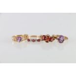 9ct gold dress ring set with faceted amethyst, size P, 2.0g, 10kt gold dress ring with pierced
