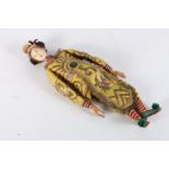 Late 19th or early 20th century Chinese doll puppet dressed in a silk Imperial yellow costume with