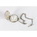 Antique silver pocketwatch, maker John Forrest of London, Chester 1900, with silver watch guard.