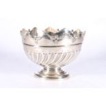 Victorian silver Monteith bowl with half gadrooned bottom and shaped rim by Walter & John Barnard,