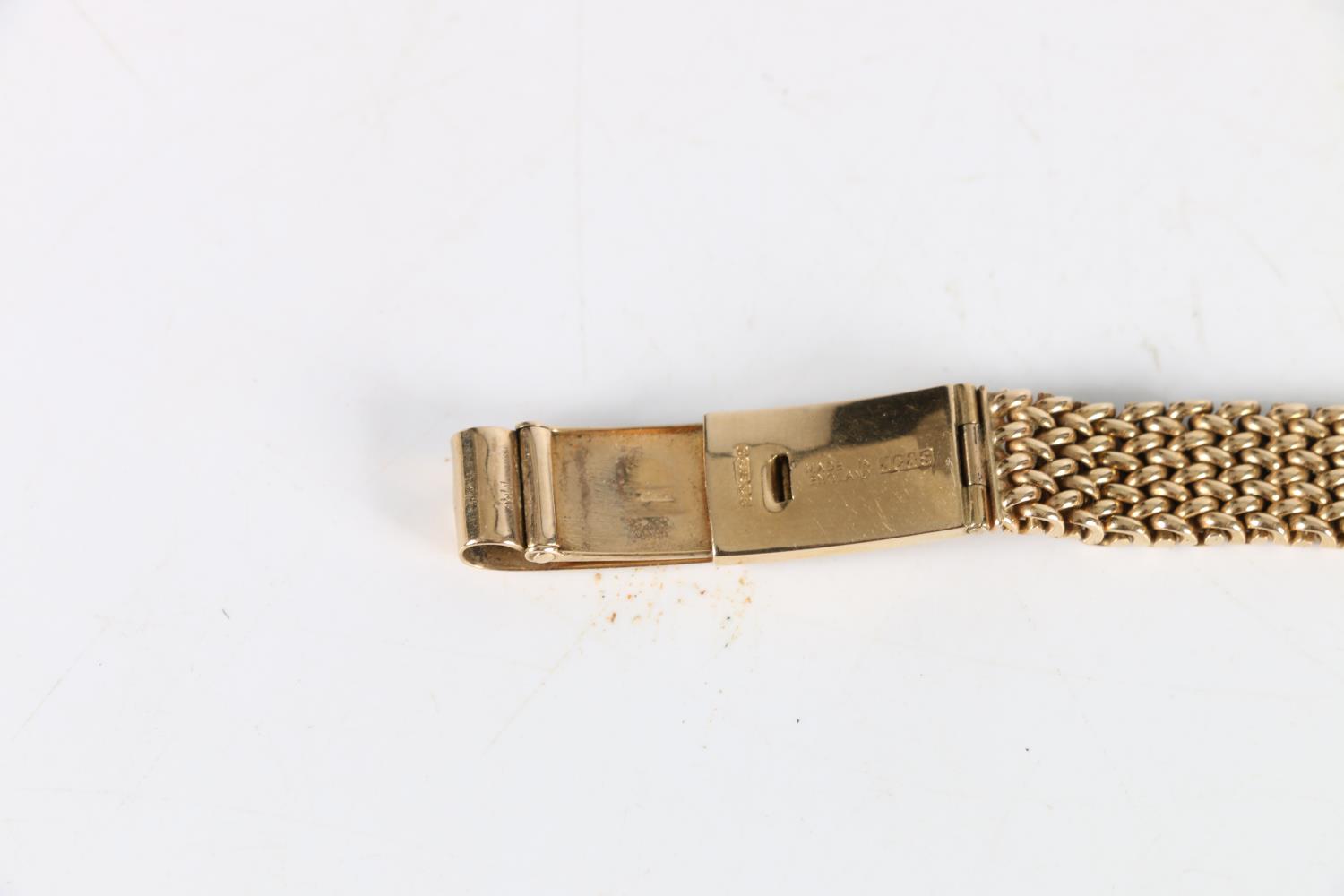Ladies 9ct gold Omega wristwatch, (cal 244), the 9ct gold strap having unusual fastening clasp. - Image 4 of 8