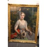 JOHN ST HELIER LAUDER (1868-1944),  Portrait of a lady with dog,  Signed and dated 1938 oil on