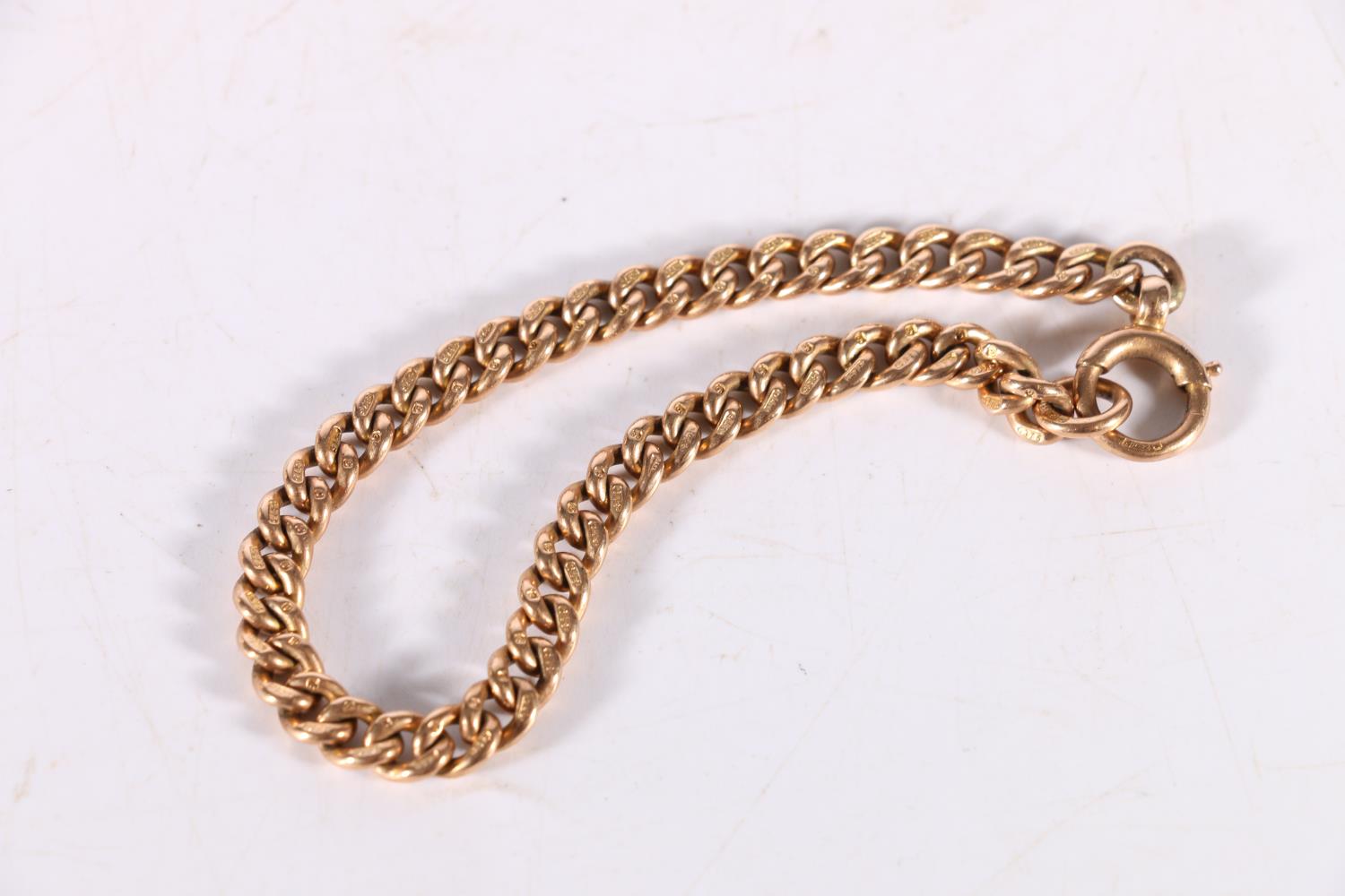 9ct gold curb link watch guard chain 14.6g