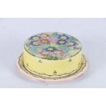 Scottish Pottery, Mak Merry Pottery of Macmerry, hand painted pottery butter dish and cover
