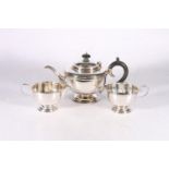 George V silver three piece tea set by S Blanckensee & Son Ltd, Birmingham 1930, 584g gross