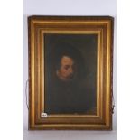 19th Century School,  Portrait of a gentleman, possibly Rembrandt,  Unsigned oil on canvas 45cm x
