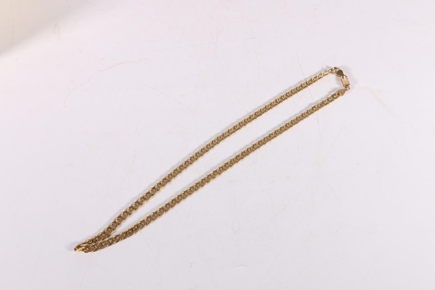 9ct yellow gold flattened curb link neck chain 28.6g - Image 2 of 2