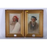 Manner of EDUARDO FORLENZA (1861-1934),  Pair of portraits of gentleman,  signed oils 27cm x 15cm