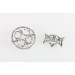 A Scottish silver compass and crescent brooch by Alastair Norman Grant (of Dust Jewellery Lundin