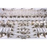 Suite of Victorian silver flatware 24 table forks, 23 dessert forks, 24 table spoons, 24 dessert