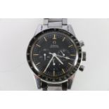 Gents Omega Speedmaster Moon type stainless steel cased wristwatch, the black dial with three