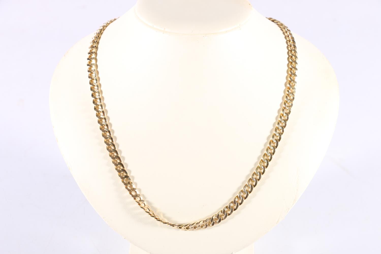 9ct yellow gold flattened curb link neck chain 12.8g