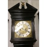 Samuel Tinham in New Sarum longcase Grandfather clock, the brass dial with silvered chapter ring and