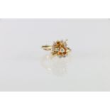 18ct gold diamond and topaz cluster ring, size Q/R, 6.5g gross