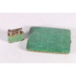 Art Deco style Dunhill lighter with shagreen covered body, pat no143752, 3.5cm wide and a shagreen