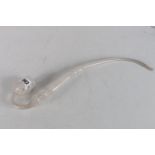 Antique blown nailsea glass smoking pipe with striped milk glass  inclusions, 47cm long