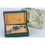 Rolex Oysterdate Precision wristwatch, stainless steel case and strap with black dial and applied