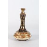 KINKOZAN Japanese Satsuma vase of bottle shape with waisted nedk, the spreading base slightly