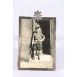 Black Watch interest, a silver photograph frame with Black Watch Royal Highlanders badge by Stokes &