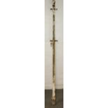 Antique cast metal washing line pole 256cm tall