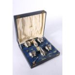 Art Deco period silver six piece condiment set by Hukin & Heath Ltd Birmingham 1936 292g gross in