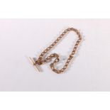 9ct rose gold curb link watch guard chain 34.1g