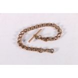 9ct rose gold curb link watch guard, 30.1g