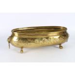 Scottish Art Nouveau repousse brass oval planter, perhaps by Agnes Bankier Harvey (1873-1947), in