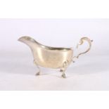 George VI silver sauce boat with scroll handle by J B Chatterley & Sons Ltd Birmingham 1942 221g