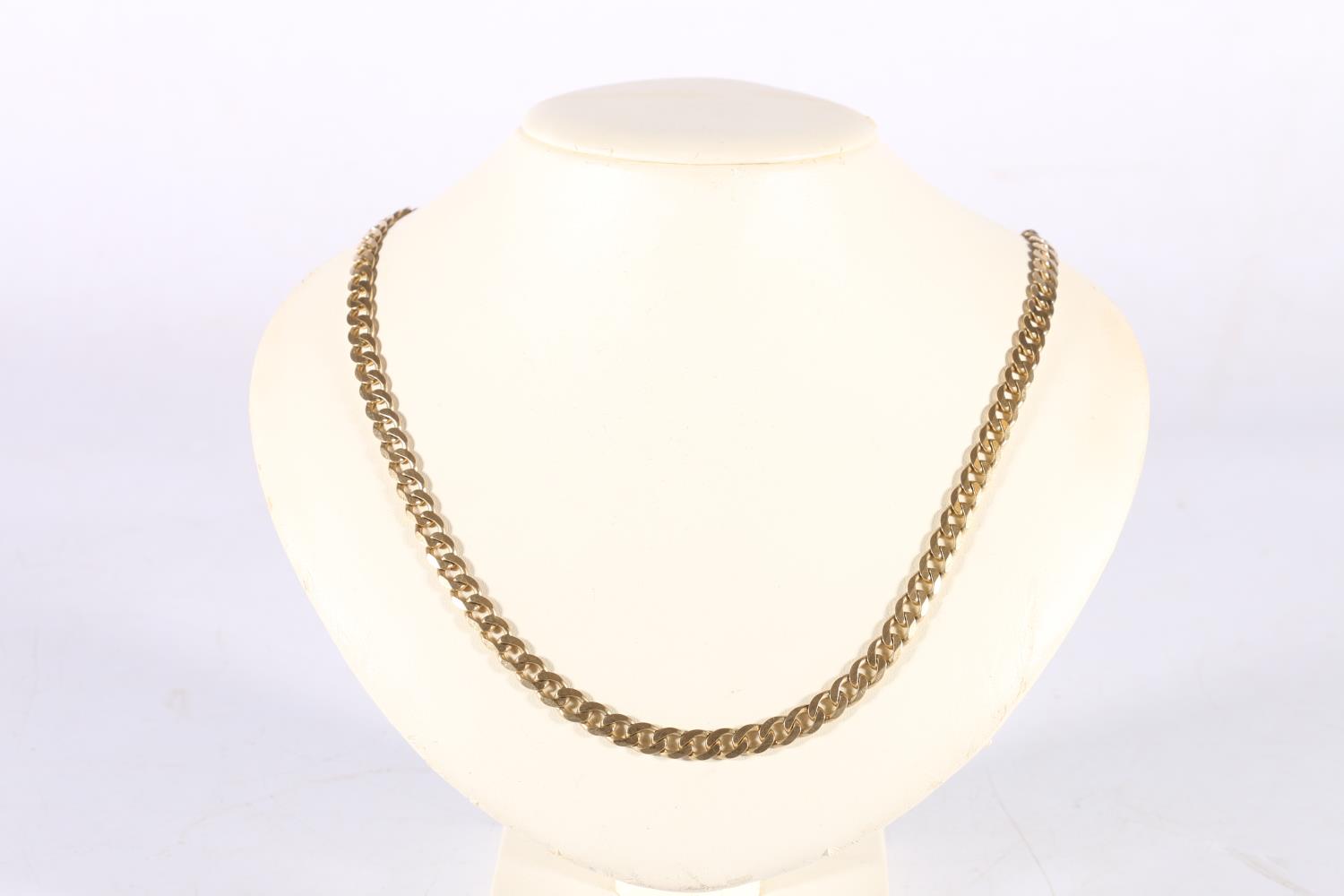 9ct yellow gold flattened curb link neck chain 28.6g