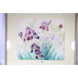 KATHERINE (KATE) CAMERON RSW ARE (1874-1965) *ARR*,  Iris and Butterfly,  singed watercolour 49cm