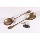 A pair of Victorian silver serving spoons by James Dixon and Sons, Sheffield 1894, 180g 23cm long