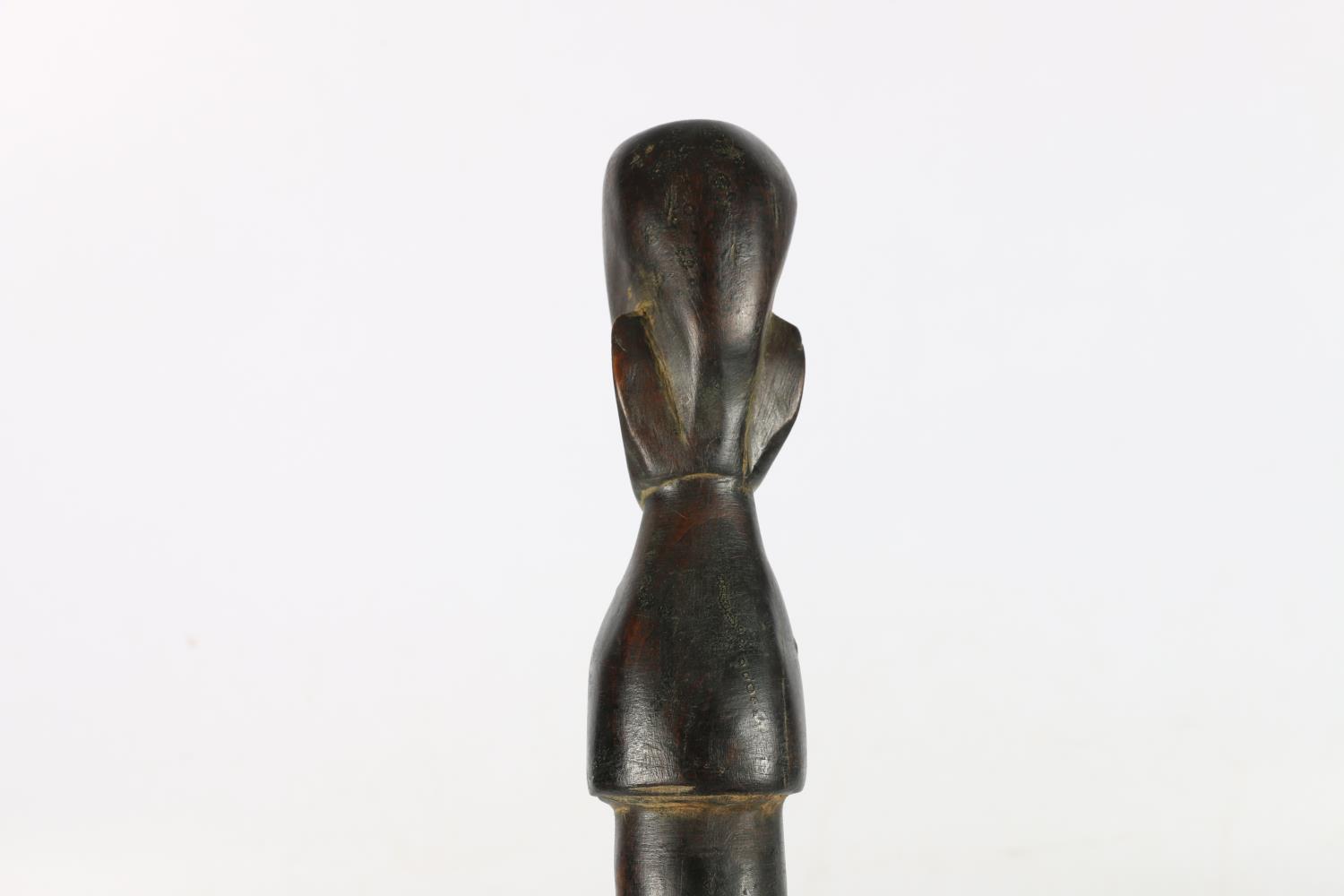 African carved wood spirit stick with pointed end and carved bust to the top, 42cm - Image 3 of 4