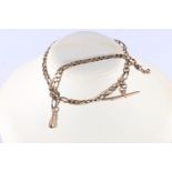 9ct rose gold faceted curb link watch guard, 18.9g