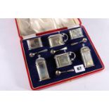 George VI silver six piece cruet set by Hamilton and Inches, Edinburgh 1937 227g gross in fitted
