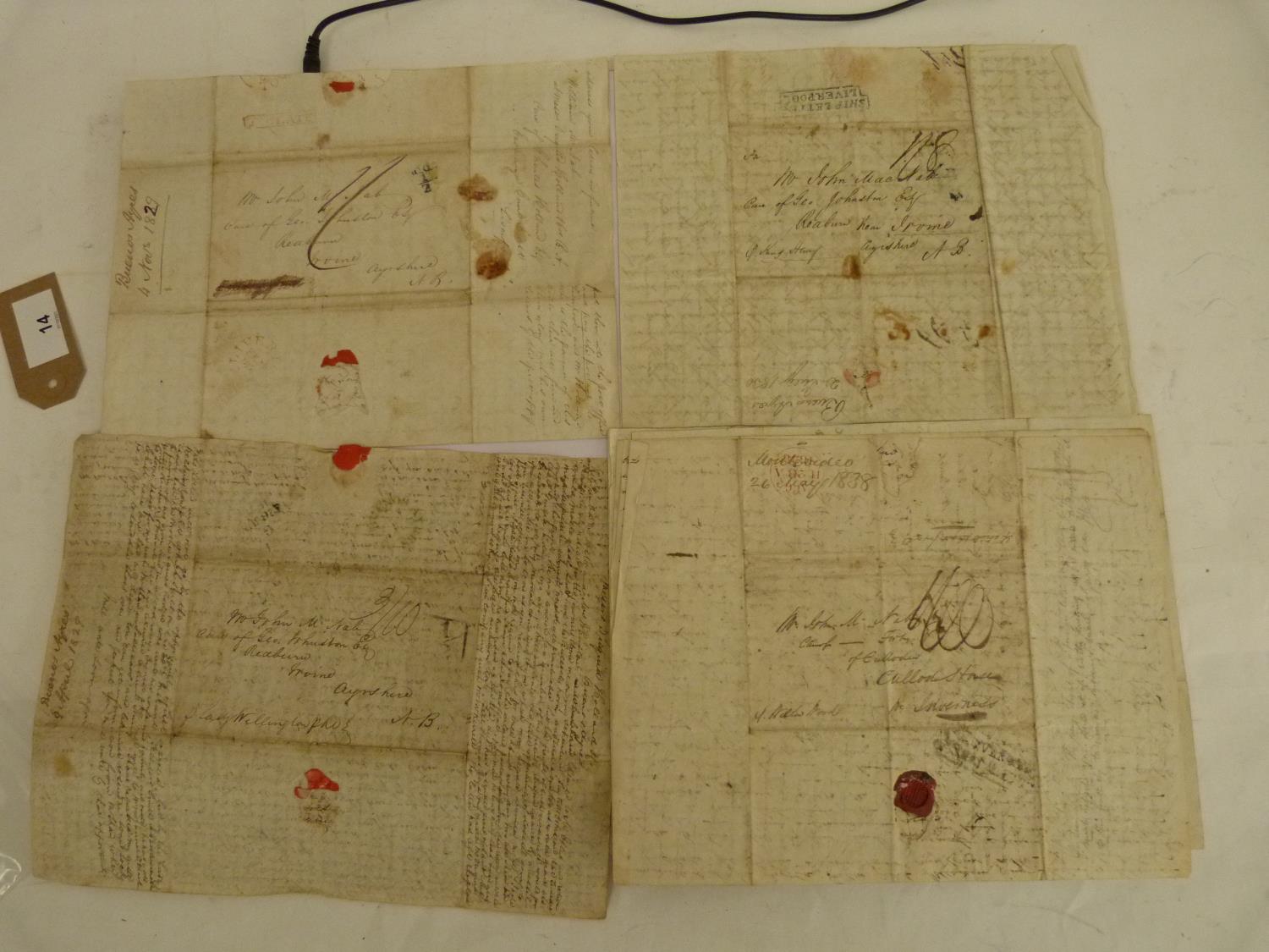 McNAB WILLIAM, Buenos Aires & Montevideo. 6 very detailed & descriptive manuscript "ship letters"  &