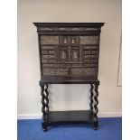 Continental ebony cabinet circa late 17th/early 18th century, with assorted doors enclosing