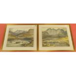 ERNEST F. HILL 1950. Glen Varrigill, Skye & Cuillins, Torrin - a pair. Watercolour. Each 30cm x