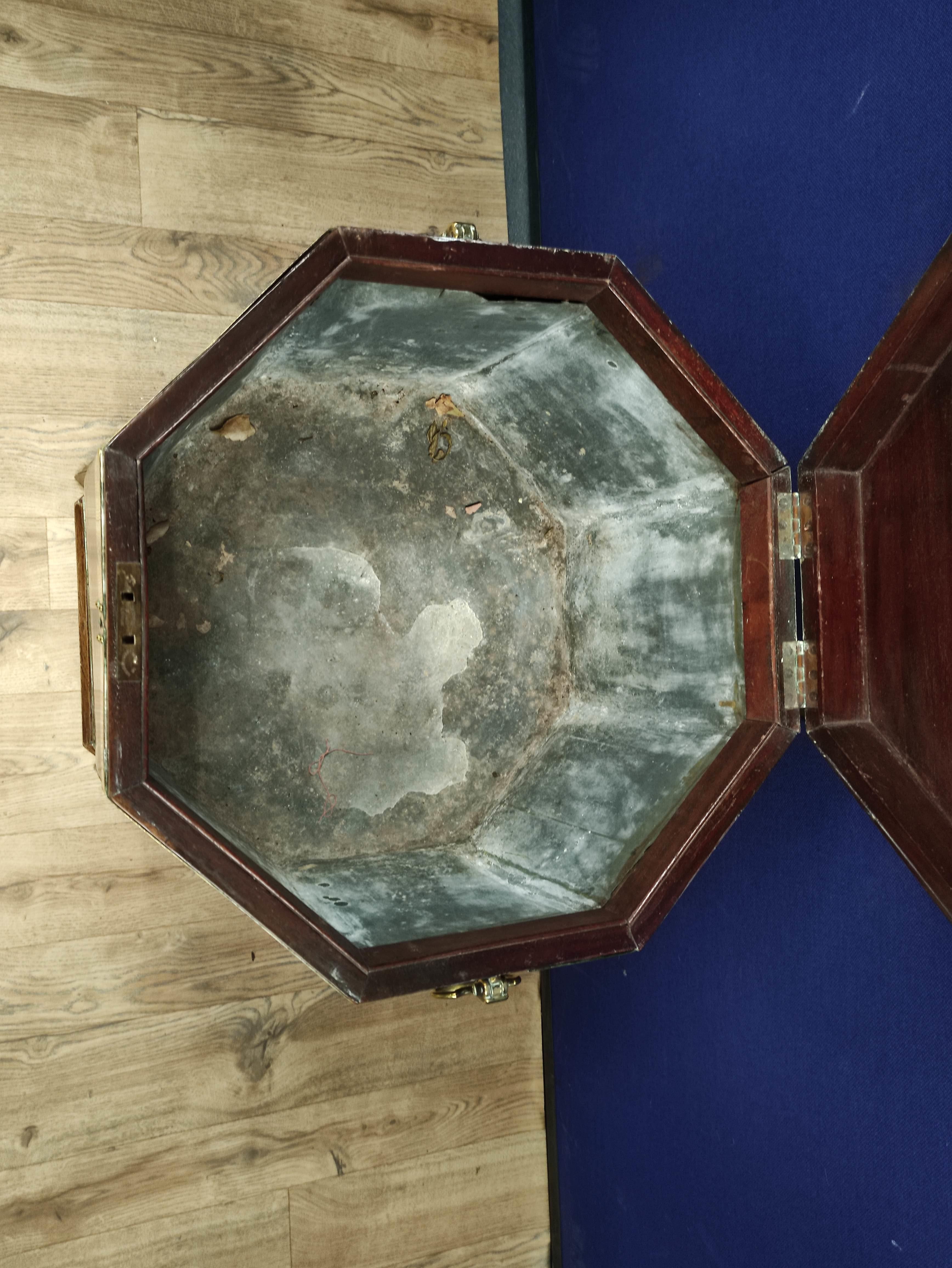 Regency mahogany and brass bound wine cooler circa early 19th century, of octagonal form, lead lined - Image 3 of 7