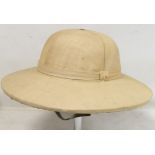 Victorian or Edwardian lady's pith helmet cartwheel tropical sun hat made from cork with natural