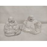 18th century blanc-de-chine seated figure of Budai, 16cm high and a large blanc-de-chine Budai,