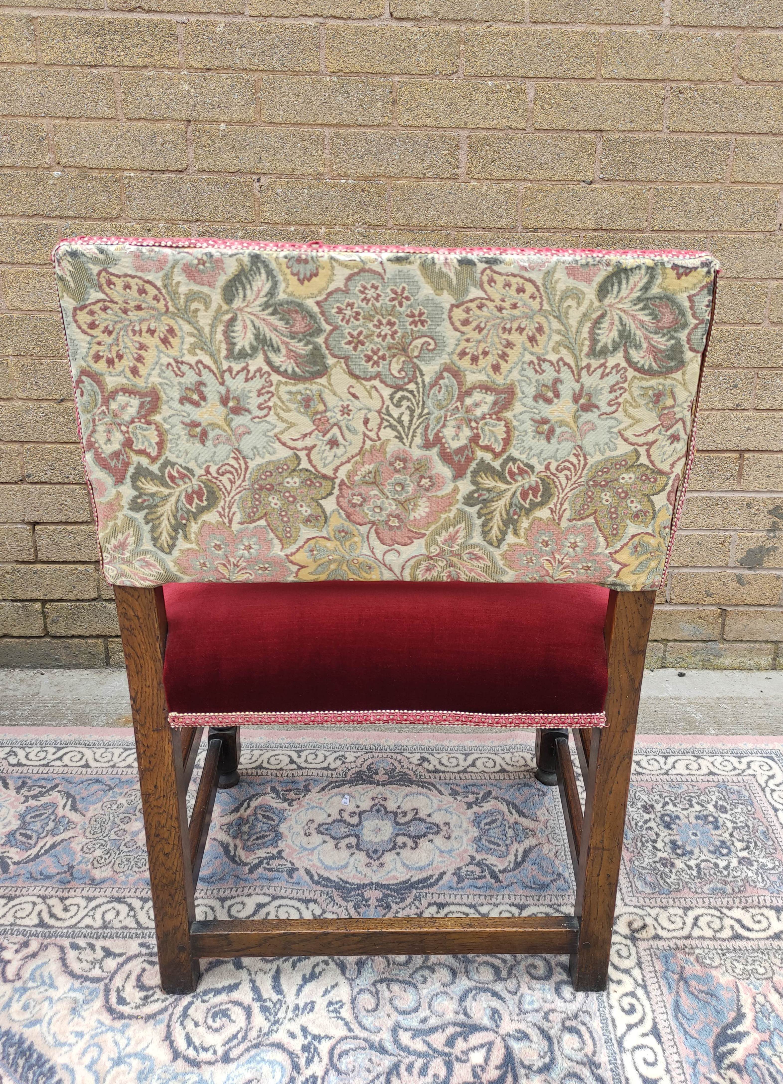 Set of six Cromwellian style dining chairs, square upholstered backs and seat on turned supports - Image 9 of 10