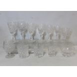 Large suite of Stuart Crystal "Cheltenham" pattern glassware, comprising: eleven claret glasses,