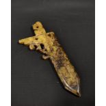 Chinese jade carving of an archaic halberd, 16.5cm long.