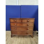 George IV mahogany chest of drawers circa early 19th century, with two small drawers above three