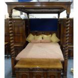 Jacobean style oak four poster king size bed by Titchmarsh & Goodwin of Suffolk, with Barley Twist