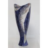Roger Cockram Devon studio pottery vase of twin handled tapered baluster form, decorated with