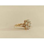 Opal cluster ring in 9ct gold. Size 'R½'.