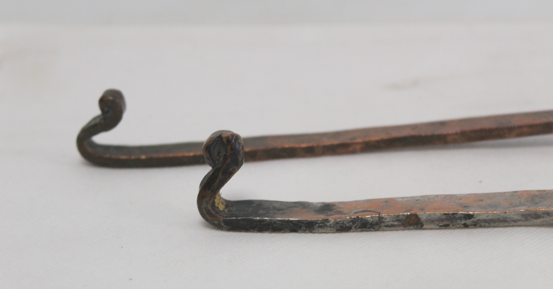 19th century beaten copper ladle, 56cm long and a similar skimmer, 60cm long.  (2). - Image 5 of 5